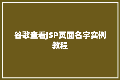谷歌查看JSP页面名字实例教程