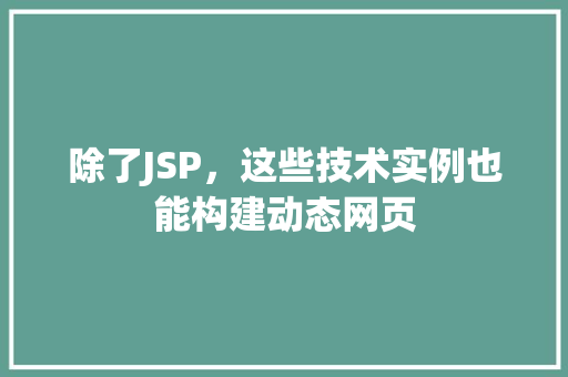 除了JSP，这些技术实例也能构建动态网页