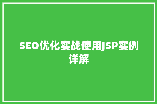 SEO优化实战使用JSP实例详解 SEO优化实战使用JSP实例详解